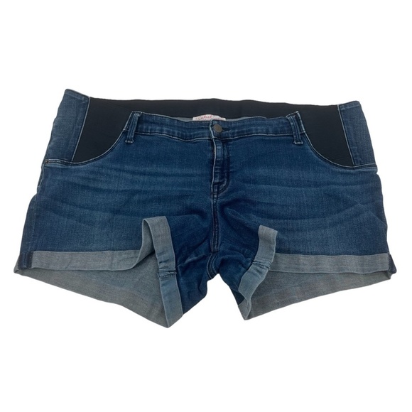 Isabel Maternity Midi Cuffed Hem Jean Shorts Size 18 - Picture 1 of 7